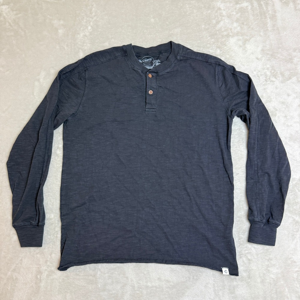 Grayers Copper Slub Henley Shirt Mens Large Dark Gray Long Sleeve Coastal EUC